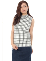 【AZUL ENCANTO】チェックJQDハイネックノースリプルオーバー/柄BLK