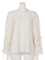 袖ギャザーオフショルブラウス/ホワイト