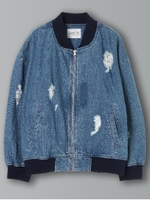 デニムMA-1ブルゾン/ライトインディゴ