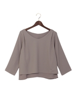 裾レイヤー7分袖/TOPS/キャメル