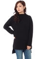 【WEB限定SALE 9/16 18:00?9/26 10:00】【AZUL ENCANTO】ウール混ダブルフェイスチュニックプルオーバー/BLK