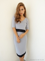 ポイントレースリブニットトップス/I/BLU