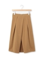 スウェード調タックミモレ丈スカート/キャメル(041)