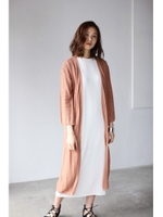 【AZUL by moussy】7G透かし編みワイドスリーブガウン/L/BRN