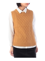 ケーブルニットベスト/サンドベージュ(053)