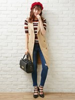 ルーズトレンチ/ベスト/ベージュ