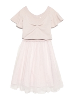 ギャザーニットチュールコンビワンピース/OWHT