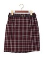 ベルト付チェック／スカート/ボルドー/A