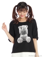 Bearプリント裏毛ゆるプルオーバー/ブラック