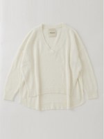 アンゴラＶネックトップ/NAVY