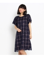 レースインチェックワンピース/ブラック(219)