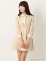 レトロスカラップカラーガーリーワンピース/ベージュ