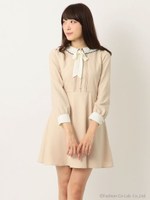 レトロスカラップカラーガーリーワンピース/ベージュ