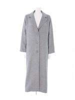 ビッグシルエットフェイクウールロングコート/グレー