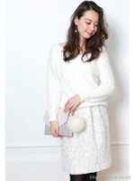 フラワージャガードタイトスカート/ライトグレー