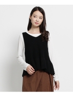 畦ニットタンクトップ+ロングカットソー/サンドベージュ(053)