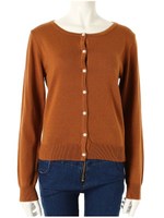 パールボタンカーディガン/キャメル