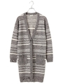ジャガードニットロングカーディガン/杢グレー