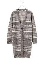 ジャガードニットロングカーディガン/杢グレー