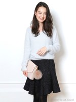 バックチェーンアンゴラVニット/ライトベージュ