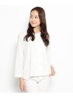 フロントフリルシフォンシャツ/ホワイト(001)