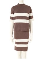 ボーダーニットセットアップ/モカ