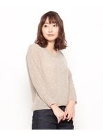 Vネックブークレーニットプルオーバー/ライトグレー(011)