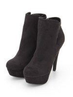 【R&E】ハイヒール美脚ショートブーツ/ブラックスエード