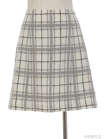 シャギーチェックミニスカート/ネイビー