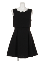 スカラップネックドッキングワンピース/ピンク