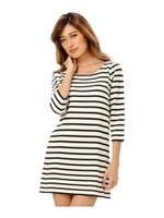 ミラノリブニットボーダーワンピース/WHITE/BK