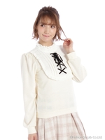 編み上げフリル衿付プルオーバー/アイボリー