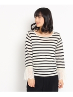 レース切替えボーダーニットプルオーバー/グレー(312)