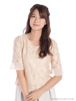 Vネックレースプルオーバー/ピンク