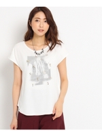 [L]シフォン切り替えプリントプルオーバー/ホワイト(001)