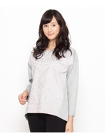 ボタニカル刺しゅう切り替えカットソー/ブラック(019)