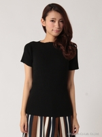 スリット襟リブニット/コゲチャ