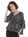 ペイズリーガラフレアブラウス/クロ