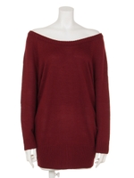 【ANAP】オフショルドルマンニットチュニック/WINE