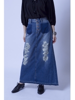 【AZUL by moussy】釦フライマキシスカート/Stone Wash