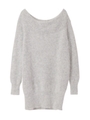 アンゴラ混オフショルロングプルオーバー/ライトグレー