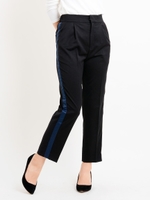 サイドラインテーパードパンツ/ブラック