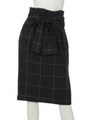 ハイウエストリボンタイトスカート(チェック)/グレー