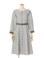 【an another angelus】千鳥格子スカラップワンピース/LIGHT GRAY