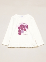 グレーププリント長袖Tシャツ/生成