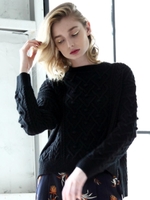 ケーブルローゲージニット/ブラック