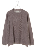 ドロップショルダーケーブルニットプルオーバー/杢グレー