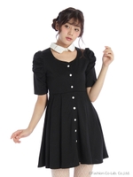 デコルテ開きボリュームスリーブOP/ブラック