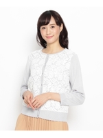 フローラルレースニットカーディガン/ダークグリーン(023)