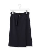 ベルテッドミモレ丈ラップ風スカート/オフホワイト(003)